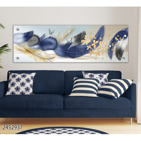 תמונת זכוכית פנורמית נוצות מעוצב לחדר השינה או לסלון דגם 2452937