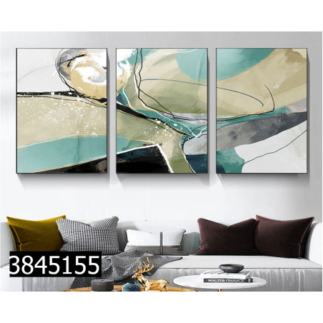 שלשה על קנבס מתוח וממוסגר לסלון או למשרד דגם 3845155
