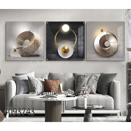 שלישיית תמונות מרובעות יוקרתיות מודפסות ישירות על זכוכית דגם-4093743