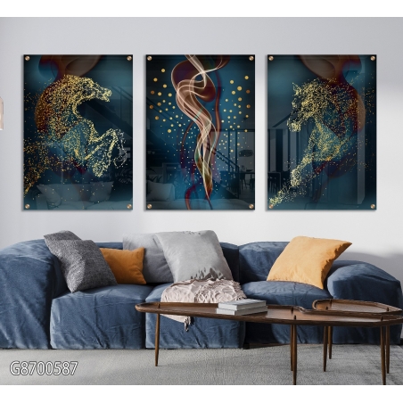 שלישיית תמונות לפינת אוכל או לסלון מודפסות על זכוכית דגם G8700587