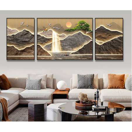 תמונת תלת מימד מחולקת לסלון על קנבס עם אפשרות לחיפוי זכוכית דגם 8269698