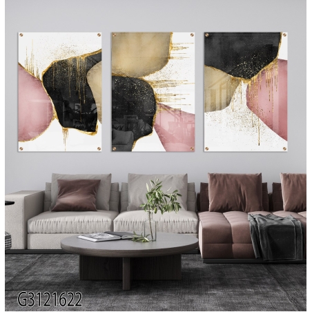 שלישיית תמונות לפינת אוכל או לסלון מודפסות על זכוכית דגם G3121622