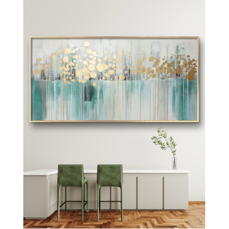 תמונת קנבס ממוסגרת אבסטרקט זהב טורקיז  דגם 279236