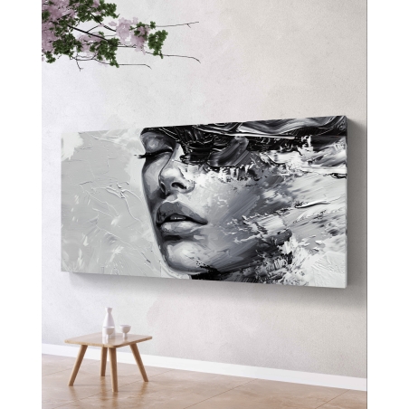 תמונת קנבס לסלון בסגנון דמויות שחור לבן 