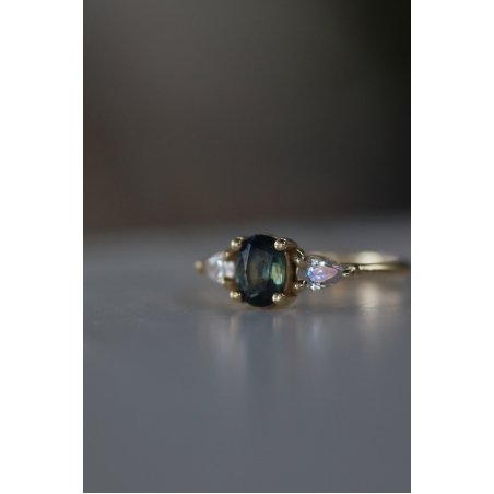 טבעת אמה ספיר ויהלומי מעבדה