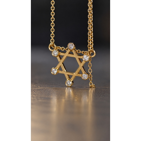 שרשרת תליון מגן דוד 6 יהלומים