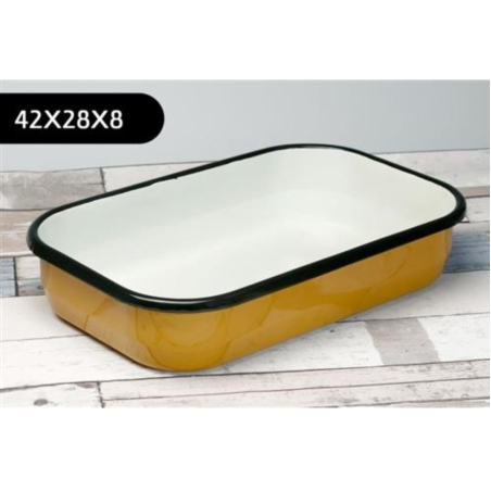 תבנית אמייל מלבנית בצבע חרדל גודל 42X28 ס
