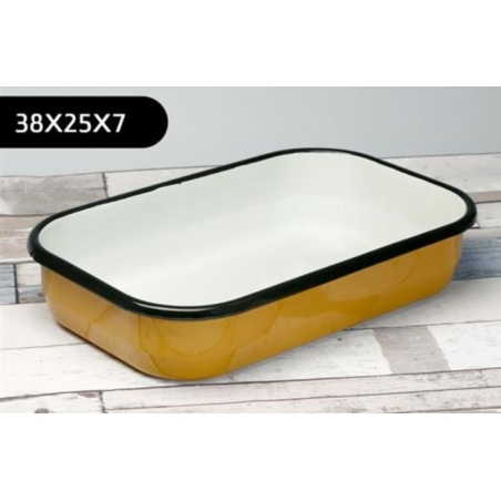 תבנית אמייל מלבנית בצבע חרדל גודל 38X25 ס