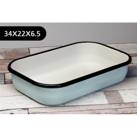 תבנית אמייל מלבנית בצבע תכלת גודל 34X22 ס