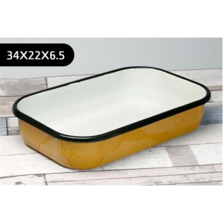 תבנית אמייל מלבנית בצבע חרדל גודל 34X22 ס