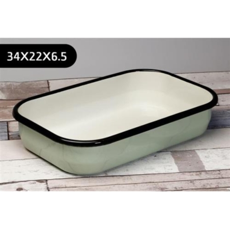 תבנית אמייל מלבנית בצבע ירוק גודל 34X22 ס