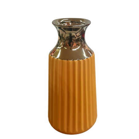 אגרטל קרמיקה בצבע צהוב חרדל