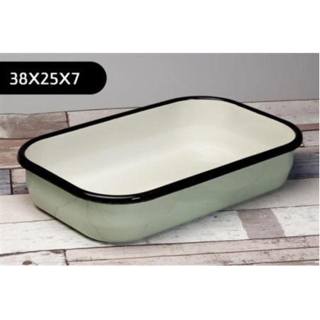 תבנית אמייל מלבנית בצבע ירוק גודל 38X25 ס