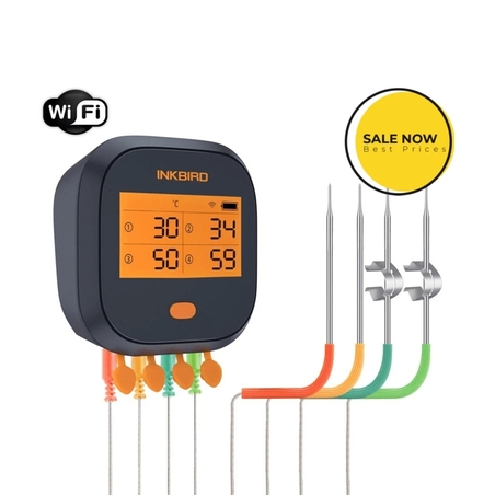 מדחום דיגיטלי Wi-Fi INKBIRD IBBQ-4T עם 4 פרובים לגריל, מעשנה וטאבון
