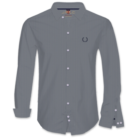 חולצת כפתורים פסים - שחור