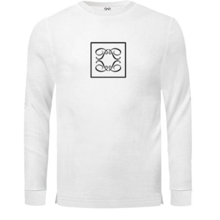 טישרט שרוול ארוך עם לוגו קטיפה גדול- לבן