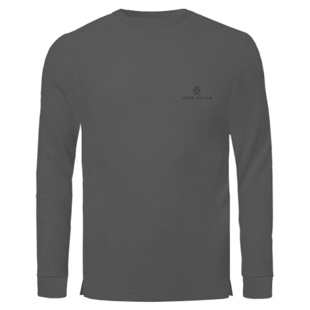 טישרט שרוול ארוך בד TENCEL- אפור כהה