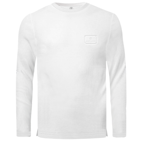 טישרט שרוול ארוך לוגו מוטבע- לבן