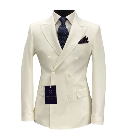 חליפת חתן דאבל 6 כפתורים - לבן