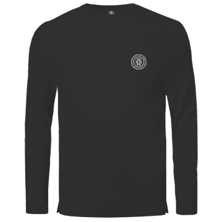 טישרט שרוול ארוך עם לוגו- שחור-לבן