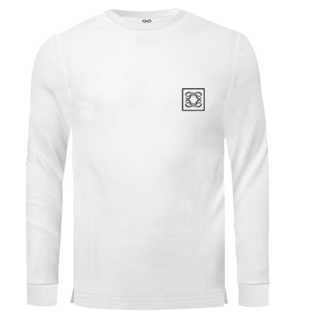 טישרט שרוול ארוך עם לוגו קטיפה- לבן