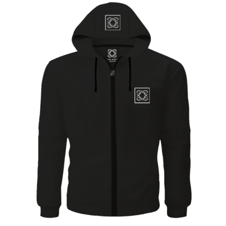 ג׳קט ספורט עם כובע נשלף ולוגו - שחור