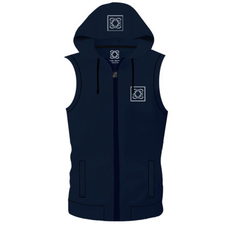 ווסט ספורט עם כובע נשלף ולוגו - נייבי