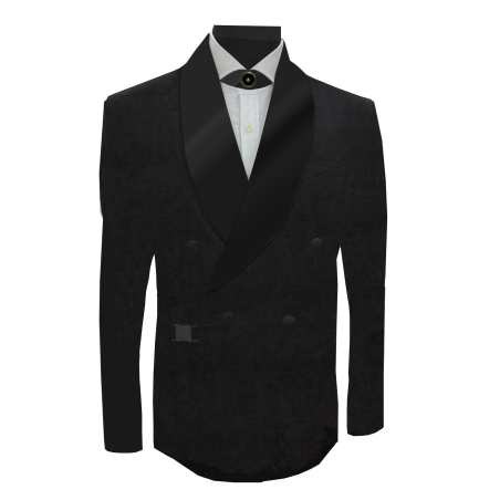 חליפת חתן דאבל טוקסידו SATIN SHAWL - שחור
