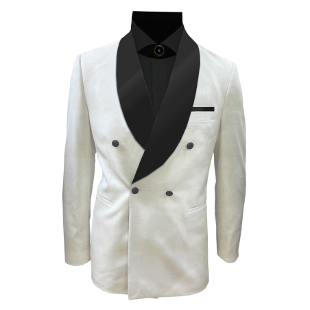 חליפת חתן דאבל טוקסידו SATIN SHAWL - לבן