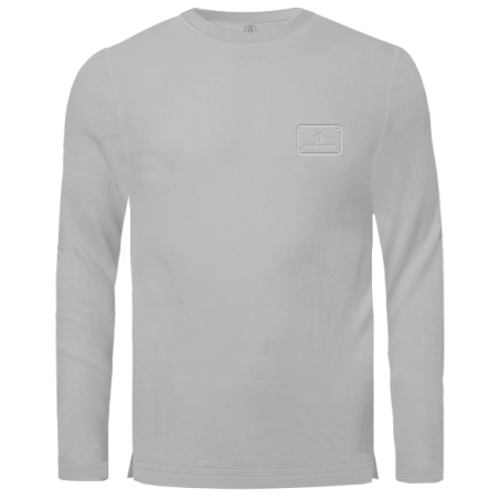 טישרט שרוול ארוך לוגו מוטבע- אפור בהיר