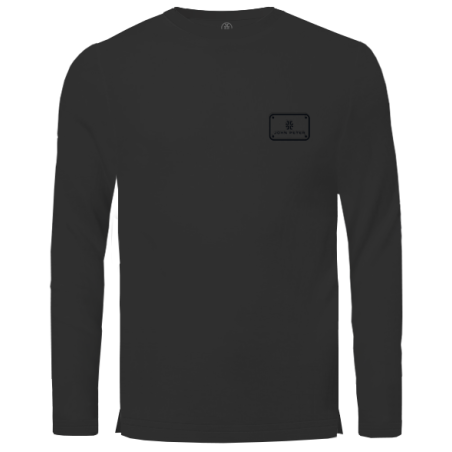 טישרט שרוול ארוך לוגו מוטבע- שחור
