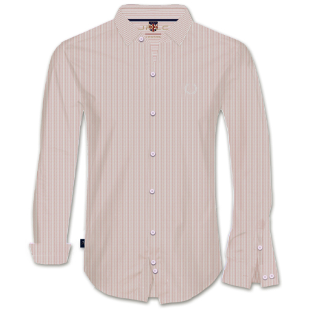 חולצת כפתורים פסים - בז'