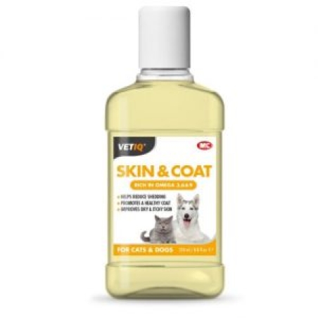 שמן לטיפוח העור והפרווה לכלב-חתול VET IQ נפח 250 מ