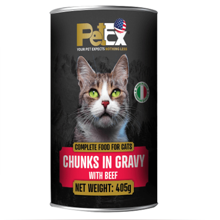 פטקס שימור לחתול חתיכות ברוטב עם בקר