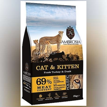אמברוסיה קיטן הודו וברווז אוכל לגורי חתולים ללא דגנים 6 ק
