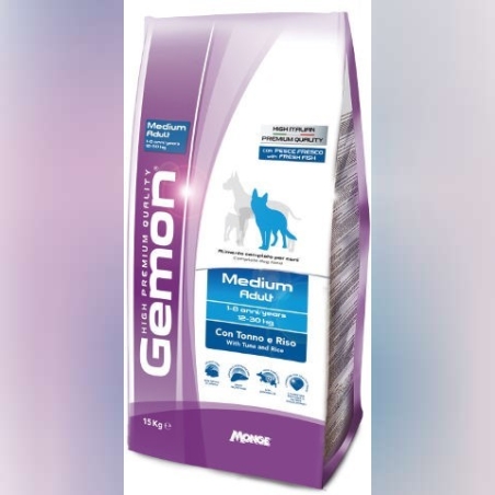 גמון כלב מדיום אדולט טונה ואורז 15 קג Gemon