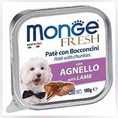 מעדן לכלבים מונג' פרש פטה נתחי כבש 100 גר'