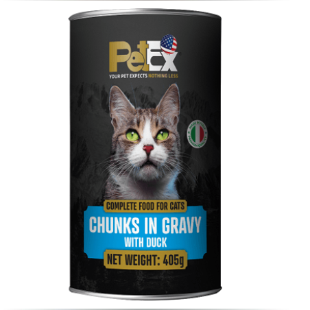 פטקס שימור לחתול חתיכות ברוטב עם ברווז