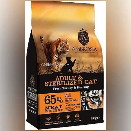 אמברוסיה סטרילייזד הודו והרינג אוכל לחתולים ללא דגנים 6 ק