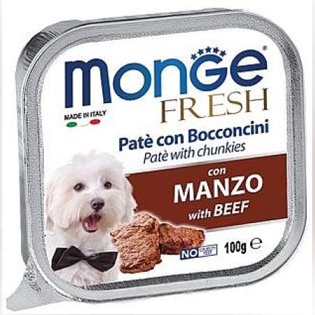 מעדן לכלבים מונג' פרש פטה עם נתחי בקר 100 גר'