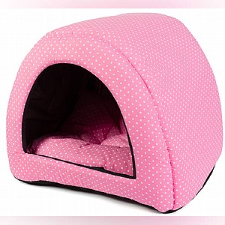 מיטת איגלו לחתול/כלב קטן צבע ורוד - Pets Project