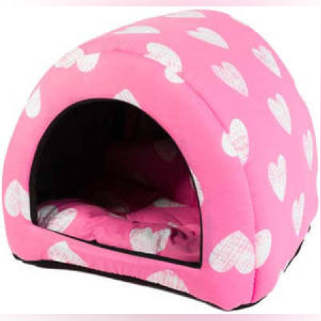 מיטת איגלו לחתול/כלב קטן צבע ורוד - Pets Project