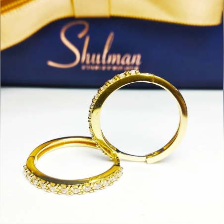 עגילי חישוק משובצות גודל 3 זהב צהוב