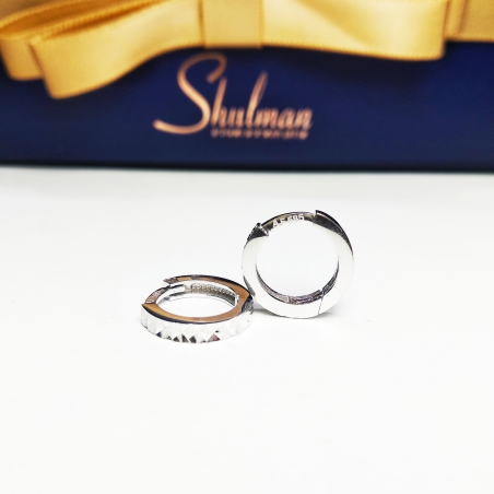 עגילי חישוק קליק חריטות גודל 1 זהב לבן