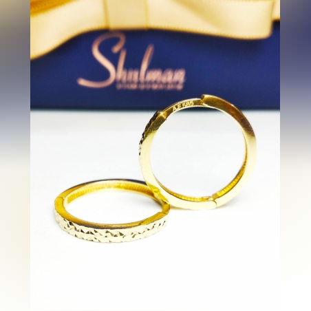 עגילי חישוק חריטות גודל 3 זהב צהוב