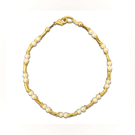 שרשרת פנינים וחרוזים מוזהבים