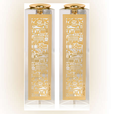 פמוטים מוזהבים דגם ירושלים