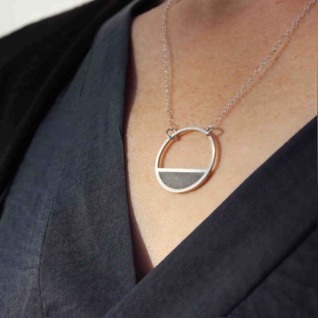 Balance Concrete and Silver Necklace