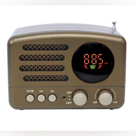 רדיו בעיצוב וינטג' משולב רמקול Bluetooth - גולד