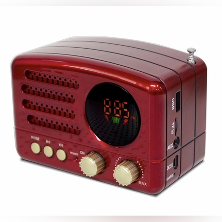 רדיו בעיצוב וינטג' משולב רמקול Bluetooth - אדום